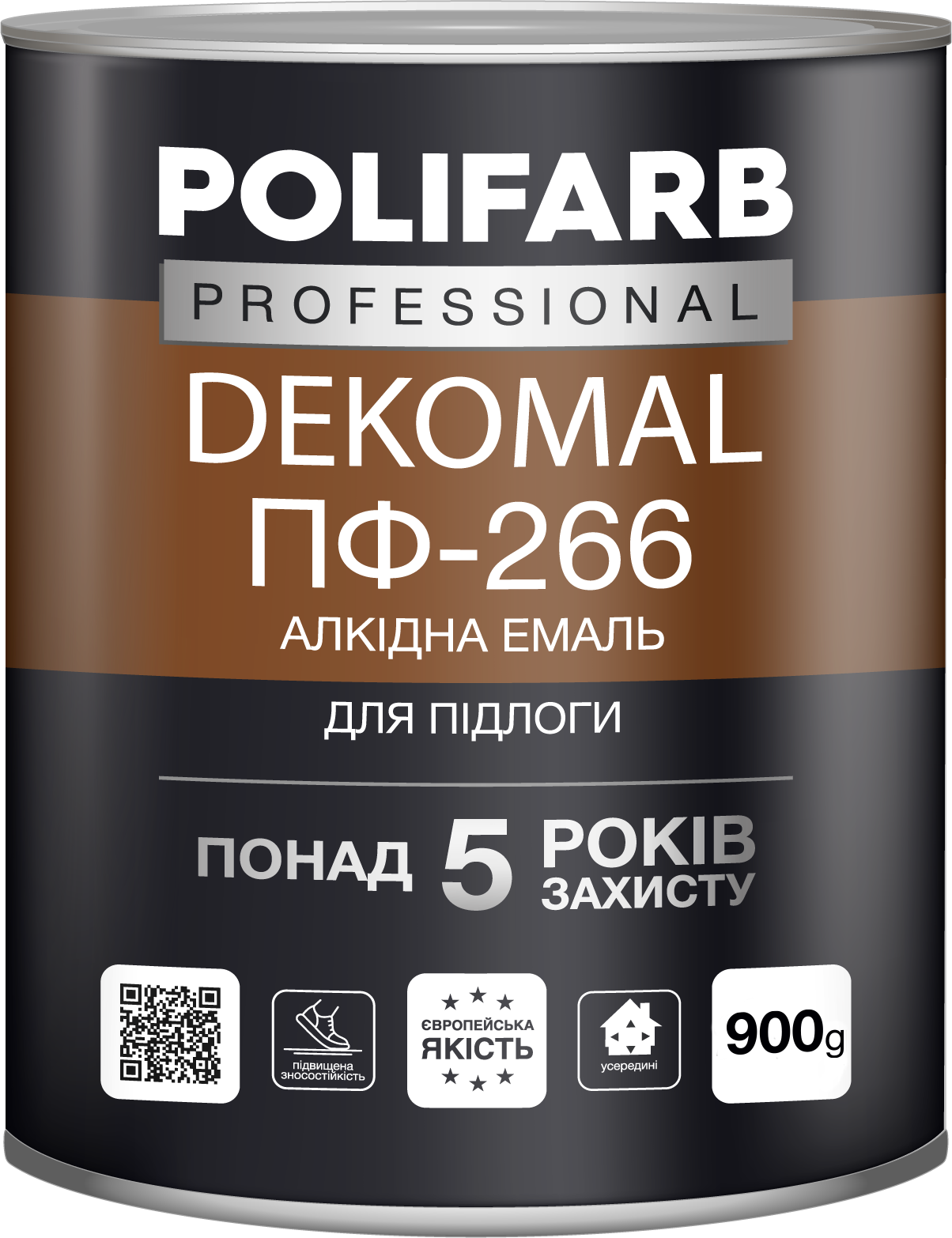 Емаль Polifarb алкідна DekoMal ПФ-266 жовто-коричневий глянець 0,9 кг